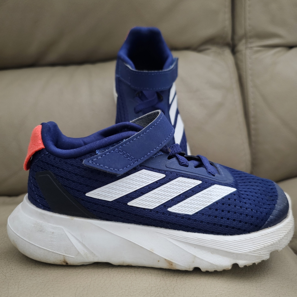 adidas Kids Navy and White Sneakers with Red Accent